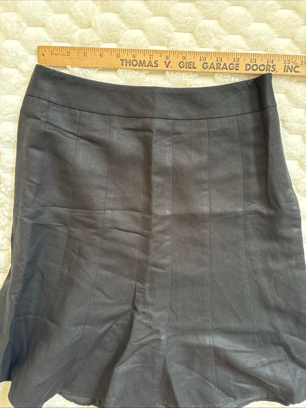 Ann Taylor Loft Flounce Skirt Linen Blend Midi Black Women’s Size 4 Lined Classy - Picture 8 of 9